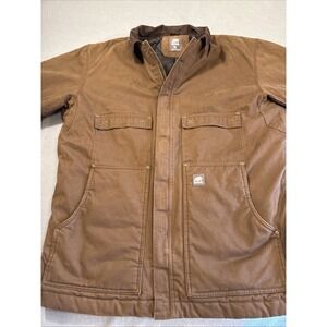 BERNE MEN'S VERY HEAVY LINED CANVAS WORK COAT, SIZE XL TALL, EXCELLENT